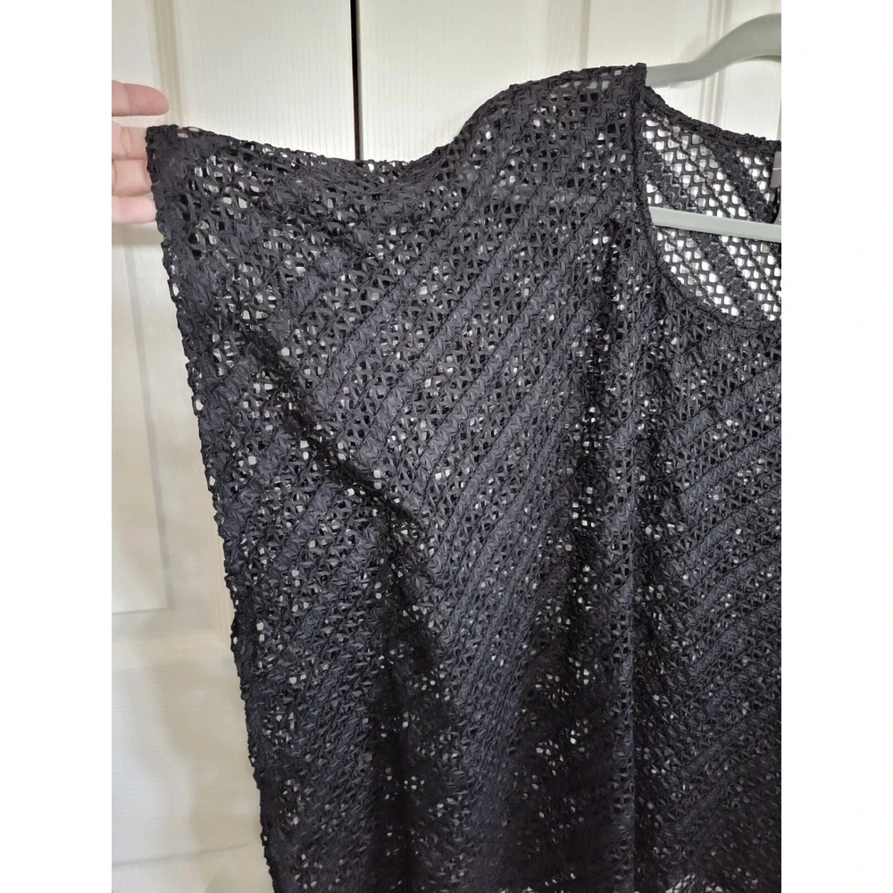 Chico's Travelers 3 Pullover Black Overlay Open Knit Top‎ SS Oversize NWOT - Picture 5 of 6